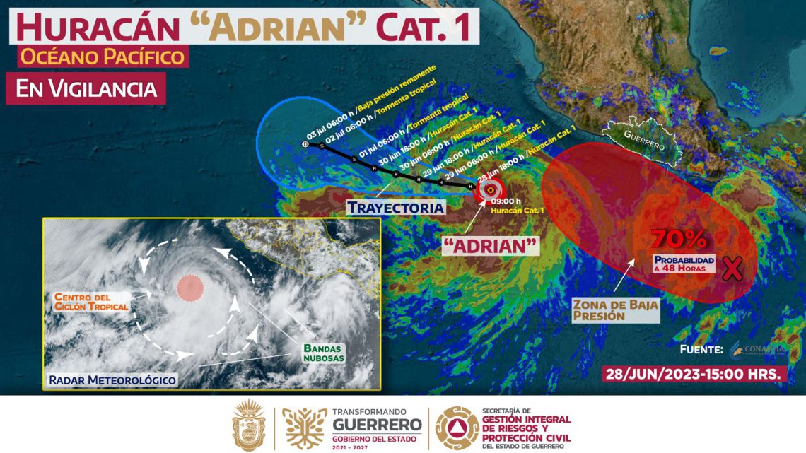 “Adrián” se intensificó a Huracán categoría uno