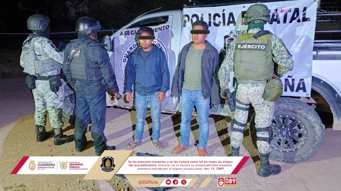 Detienen corporaciones de seguridad a dos hombres  en  Cochoapa El Grande