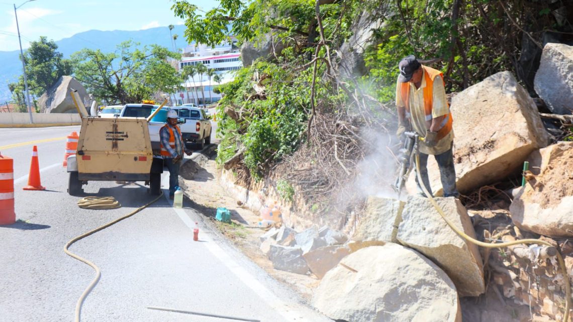 Atiende el gobierno de Evelyn Salgado la rehabilitación y mantenimiento de la Avenida Escénica de Acapulco